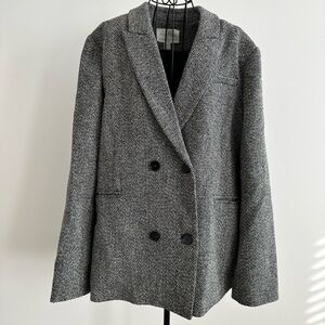 Anthropologie Textured Double-Breasted Blazer